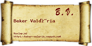 Beker Valéria névjegykártya