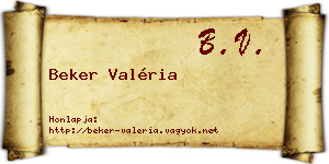 Beker Valéria névjegykártya